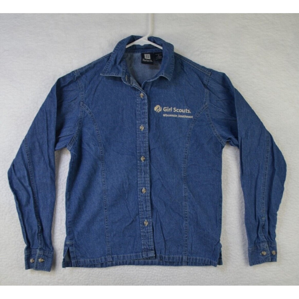 Girl Scouts Wisconsin Southeast Denim Shirt Womens Small Blue Outdoors‎ Scouting